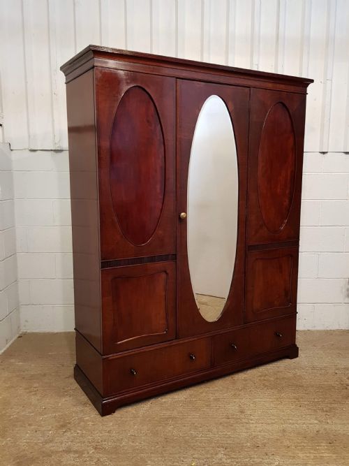 fig 1. ANTIQUE EDWARDIAN REGENCY MAHOGANY DOUBLE WARDROBE C1900