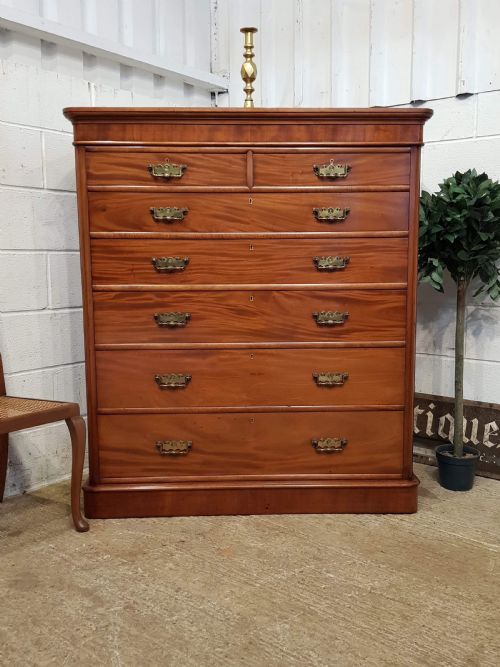 Antique Large Victorian Mahogany Six Height Chest of Drawers C1890
