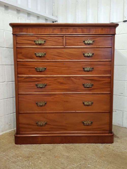 fig 1. ANTIQUE LARGE VICTORIAN MAHOGANY SIX HEIGHT CHEST OF DRAWERS C1890