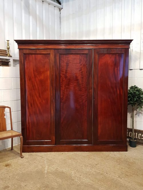 Antique Victorian Mahogany Triple Wardrobe C1880