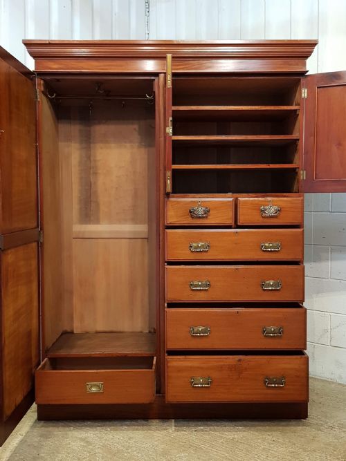 fig 1. ANTIQUE LATE VICTORIAN WALNUT COMBINATION WARDROBE C1890