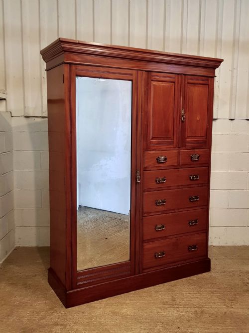 fig 2. ANTIQUE LATE VICTORIAN WALNUT COMBINATION WARDROBE C1890