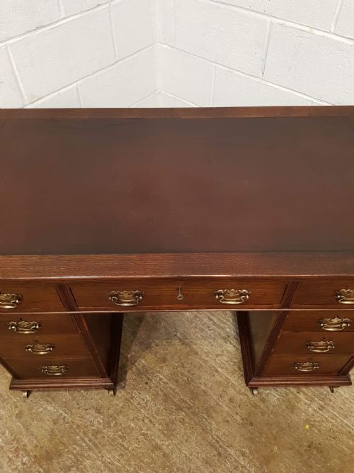 fig 1. ANTIQUE VICTORIAN OAK TWIN PEDASTAL DESK c1880