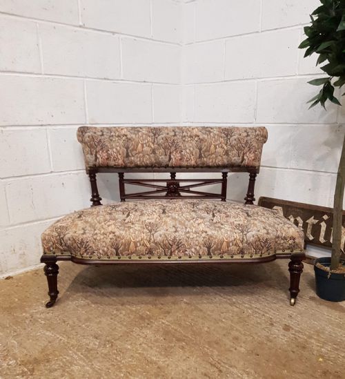 Antique Small French Mahogany Serpentine Shaped Sofa C1900