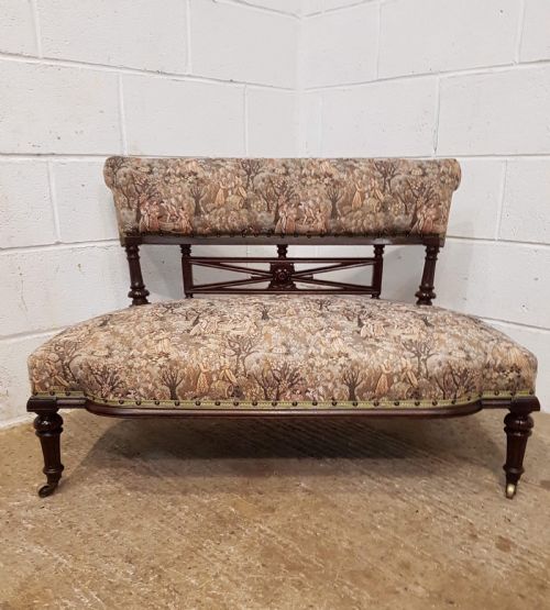 fig 2. ANTIQUE SMALL FRENCH MAHOGANY SERPENTINE SHAPED SOFA C1900