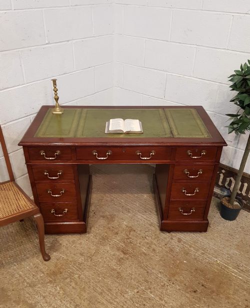 Antique Late Victorian Mahogany Pedestal Desk C1890