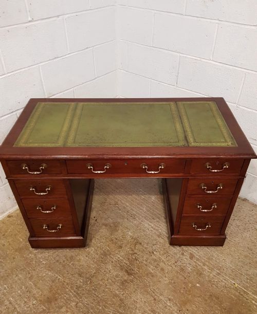 fig 1. ANTIQUE LATE VICTORIAN MAHOGANY PEDESTAL DESK C1890