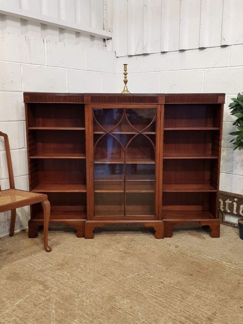 Antique Edwardian Mahogany Astragal Glazed & Open Bookcase C1900