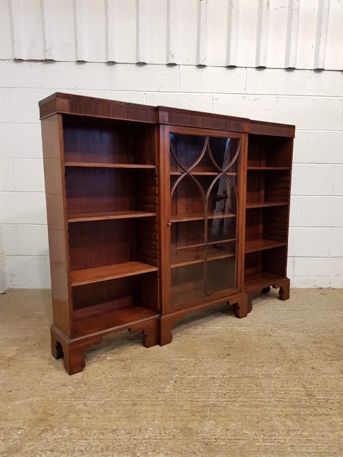 fig 2. ANTIQUE EDWARDIAN MAHOGANY ASTRAGAL GLAZED & OPEN BOOKCASE C1900