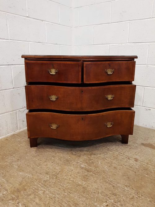 fig 1. ANTIQUE EDWARDIAN WALNUT SERPENTINE CHEST OF DRAWERS C1900