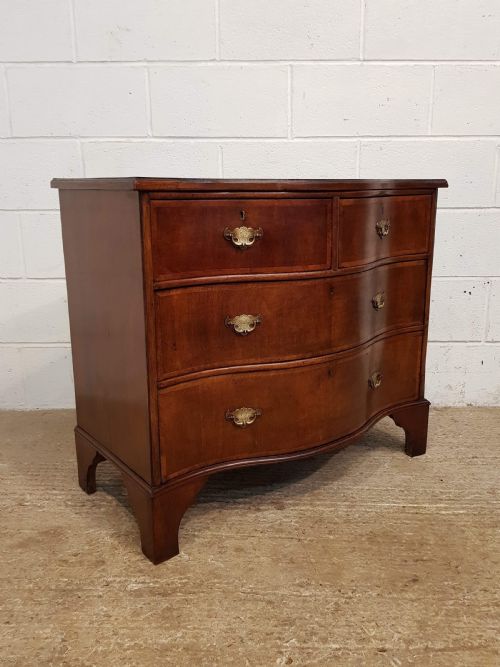 fig 2. ANTIQUE EDWARDIAN WALNUT SERPENTINE CHEST OF DRAWERS C1900