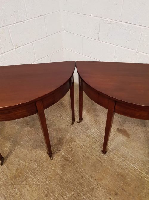 fig 2. ANTIQUE PAIR REGENCY MAHOGANY DEMI LUNE TABLES C1820