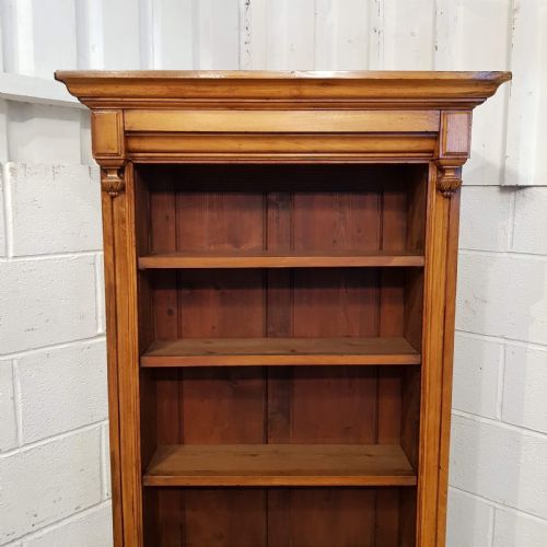 fig 1. ANTIQUE VICTORIAN TALL NARROW SATINWOOD OPEN BOOKCASE C1880