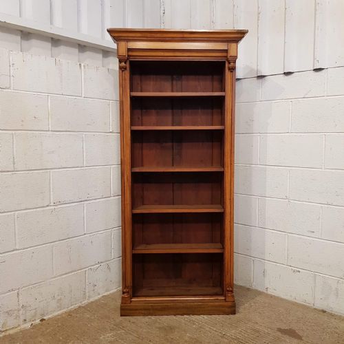 fig 2. ANTIQUE VICTORIAN TALL NARROW SATINWOOD OPEN BOOKCASE C1880