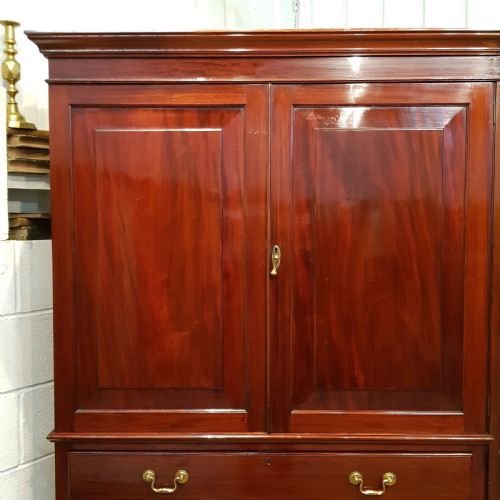 fig 1. ANTIQUE EDWARDIAN MAHOGANY GENTS COMPACTUM WARDROBE WITH CLOTHES PRESS C1900