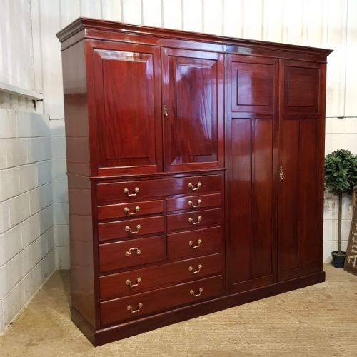 fig 2. ANTIQUE EDWARDIAN MAHOGANY GENTS COMPACTUM WARDROBE WITH CLOTHES PRESS C1900