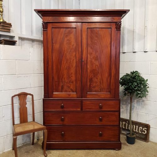 Antique William 1v Mahogany Linen Press C1830