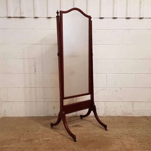 Antique Edwardian Mahogany Cheval Mirror C1900