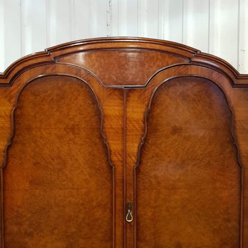 fig 1. ANTIQUE ART DECO BURR WALNUT DOUBLE WARDROBE C1920