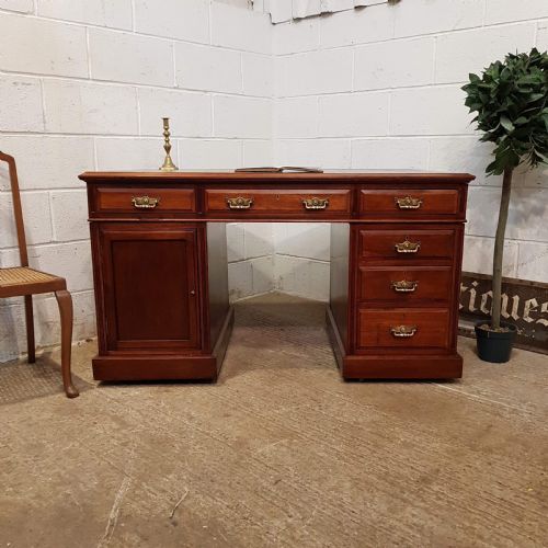 Antique Late Victorian Mahogany Twin Pedestal Desk C1890
