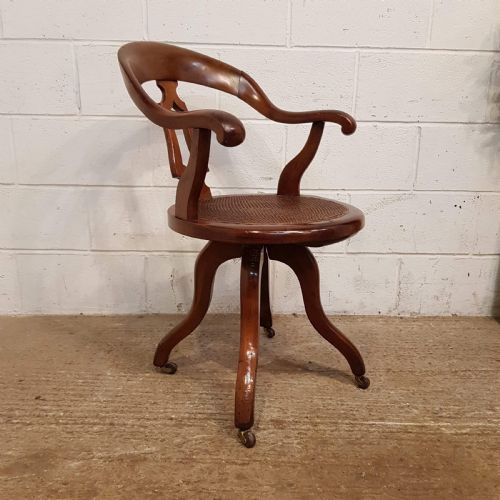 Antique Late Victorian Walnut Swivel Desk Chair C1890