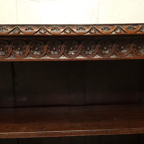 fig 2. ANTIQUE VICTORIAN 5ft.6” LONG CARVED OAK LOW OPEN BOOKCASE C1880