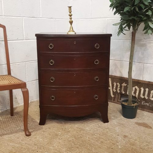 Antique Edwardian Mahogany Small Bow Front Chest of Drawers C1900