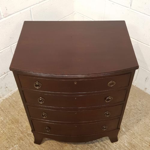 fig 1. ANTIQUE EDWARDIAN MAHOGANY SMALL BOW FRONT CHEST OF DRAWERS C1900