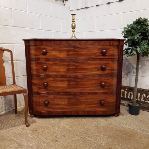 Antique William 1v Bow Front Mahogany Chest of Drawers C1830