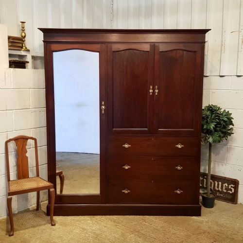 Antique Arts & Crafts Mahogany Combination Wardrobe by Liberty & Co C1900