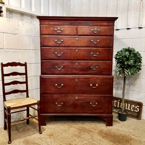 Antique 18th Century Period Oak & Mahogany Chest on Chest C1780