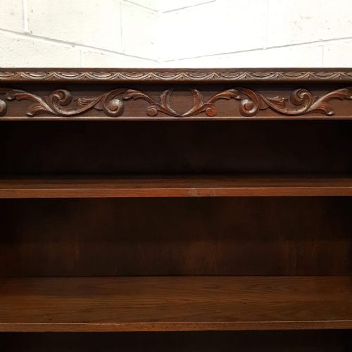 fig 1. ANTIQUE EDWARDIAN CARVED OAK OPEN BOOKCASE C1900
