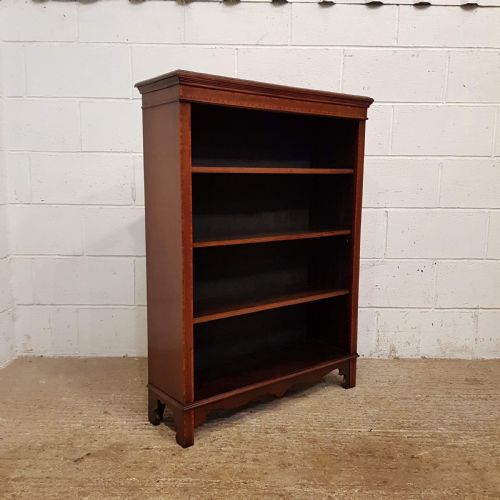 fig 1. ANTIQUE EDWARDIAN MAHOGANY OPEN BOOKCASE C1900