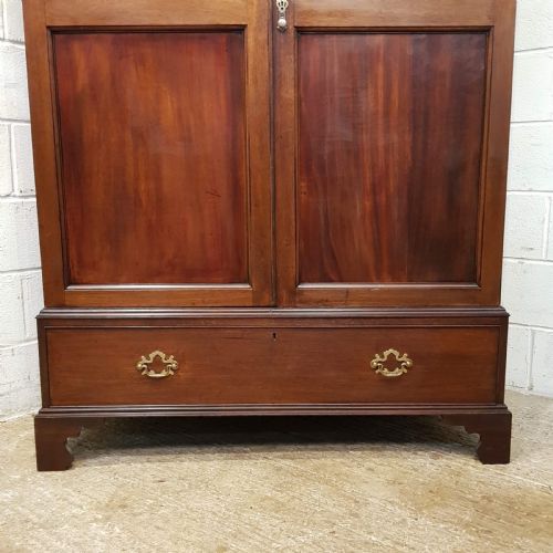 fig 1. ANTIQUE LATE GEORGIAN PERIOD MAHOGANY DOUBLE WARDROBE C1800