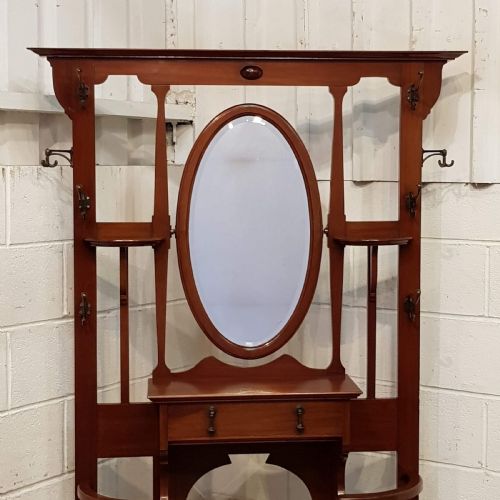 fig 1. ANTIQUE EDWARDIAN MAHOGANY HALL STAND C1900
