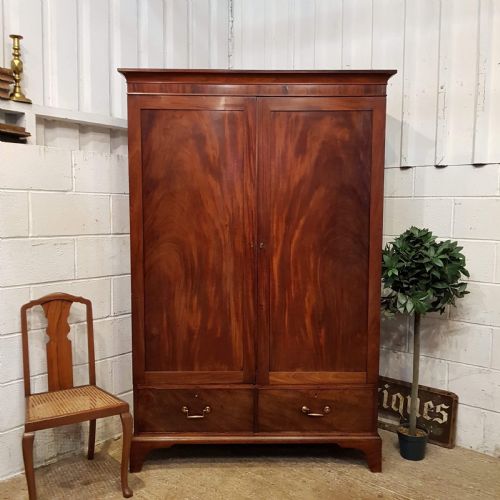 Antique Georgian Mahogany Double Wardrobe C1780