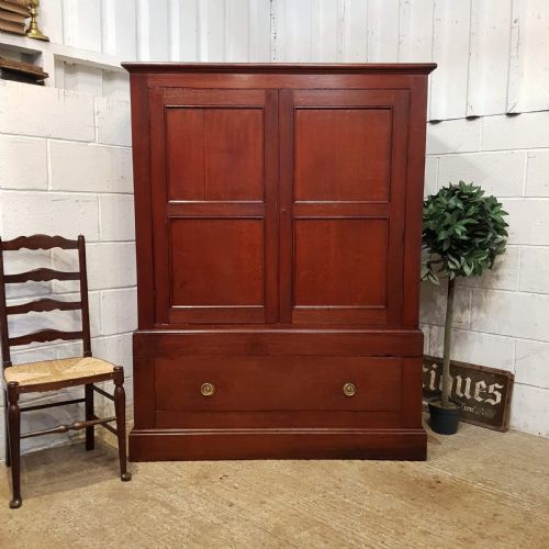 Antique Victorian Oak Clothes Press C1880