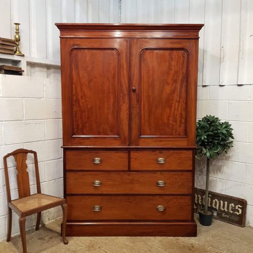 Antique Victorian Mahogany Clothes Press C1880