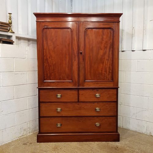 fig 1. ANTIQUE VICTORIAN MAHOGANY CLOTHES PRESS C1880