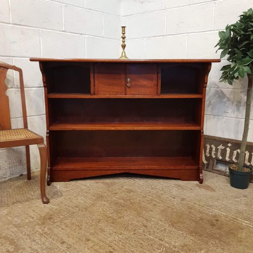 Antique Art Nouveau Mahogany Open Bookcase C1890