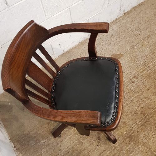 fig 2. ANTIQUE EDWARDIAN OAK CAPTAINS SWIVEL DESK CHAIR C1900