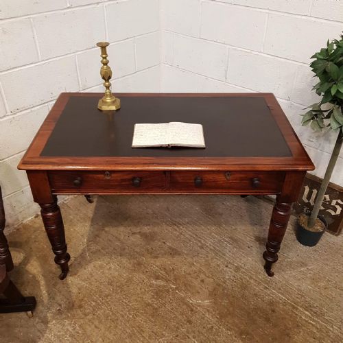 Antique Victorian Mahogany Leather Top Writing Library Table C1880