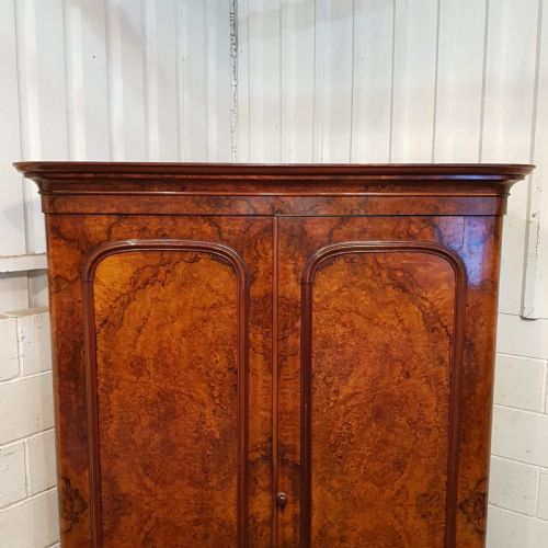 fig 2. ANTIQUE VICTORIAN BURR WALNUT DOUBLE WARDROBE C1880