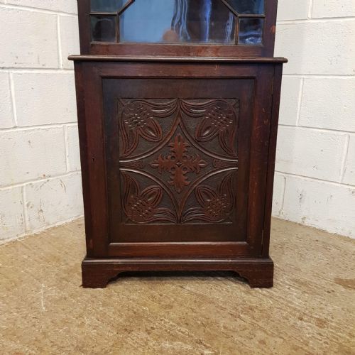 fig 1. ANTIQUE VICTORIAN CARVED OAK & ASTRAGAL GLAZED TALL BOOKCASE C1880