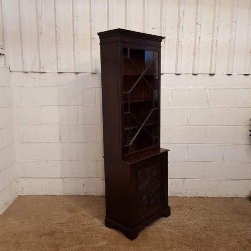 fig 2. ANTIQUE VICTORIAN CARVED OAK & ASTRAGAL GLAZED TALL BOOKCASE C1880