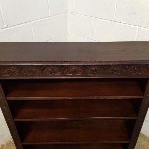 fig 1. ANTIQUE LATE VICTORIAN CARVED OAK OPEN BOOKCASE C1890
