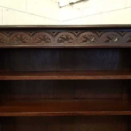 fig 2. ANTIQUE LATE VICTORIAN CARVED OAK OPEN BOOKCASE C1890
