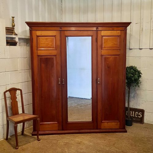Antique Edwardian Walnut Triple Wardrobe Compactum C1900