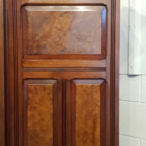 fig 2. ANTIQUE LATE VICTORIAN MAHOGANY & BURR WALNUT TRIPLE PRINCESS BREAKFRONT WARDROBE C1890