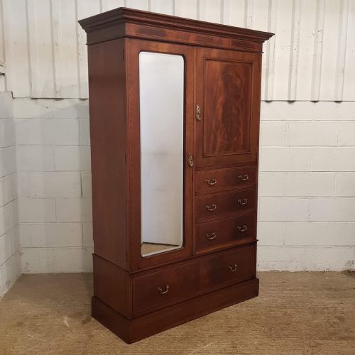 fig 1. ANTIQUE EDWARDIAN INLAID MAHOGANY COMB8NATION WARDROBE C1900